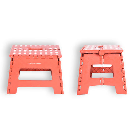 Compact Opvouwbaar Opstapkrukje - Antislip Rood Design - Draagkracht tot 100kg - Handig Formaat 29cm x 22cm x 22cm