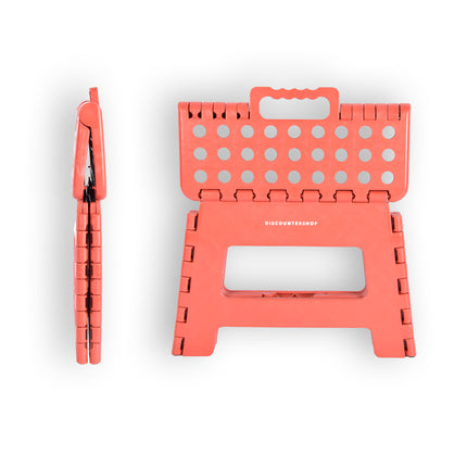 Compact Opvouwbaar Opstapkrukje - Antislip Rood Design - Draagkracht tot 100kg - Handig Formaat 29cm x 22cm x 22cm