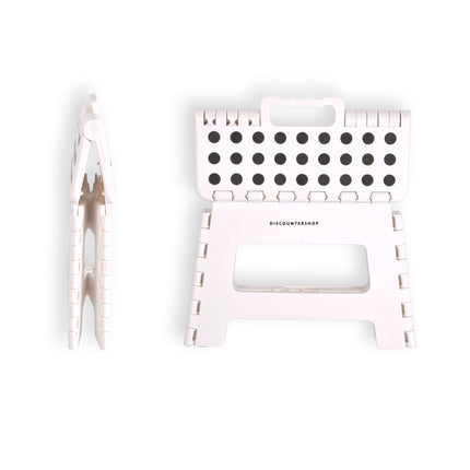 Opvouwbaar Opstapkrukje - Antislip Campingkruk Wit - Max. 100kg - Handig Compact Ontwerp 29cm x 22cm x 22cm