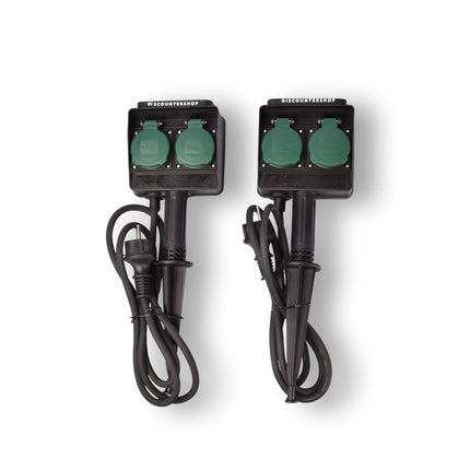2x | Tuinstopcontact | Buitenstopcontact | 230V | IP44 | Kabellengte: 1,5 m | Waterbestendig | Tuinverlichting | Tuincontactdoos | Tuinspies | 38cm*12cm6.5cm