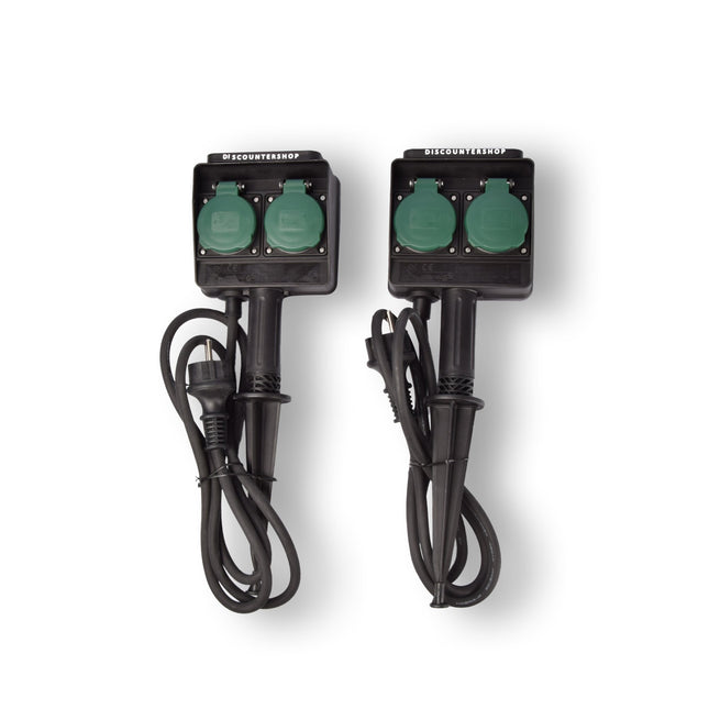 2x | Tuinstopcontact | Buitenstopcontact | 230V | IP44 | Kabellengte: 1,5 m | Waterbestendig | Tuinverlichting | Tuincontactdoos | Tuinspies | 38cm*12cm6.5cm