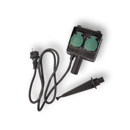 Tuinstopcontact | Buitenstopcontact | 230V | IP44 | Kabellengte: 1,5 m | Waterbestendig | Tuinverlichting | Tuincontactdoos | Tuinspies | 38cm*12cm6.5cm