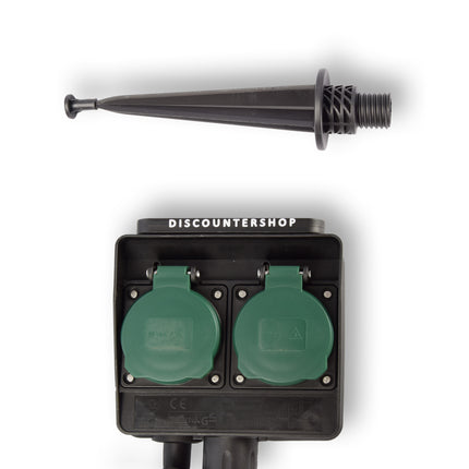 Tuinstopcontact | Buitenstopcontact | 230V | IP44 | Kabellengte: 1,5 m | Waterbestendig | Tuinverlichting | Tuincontactdoos | Tuinspies | 38cm*12cm6.5cm