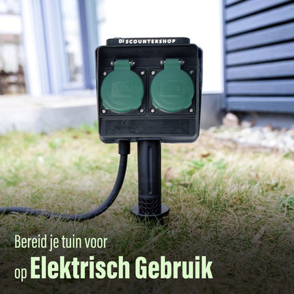 Tuinstopcontact | Buitenstopcontact | 230V | IP44 | Kabellengte: 1,5 m | Waterbestendig | Tuinverlichting | Tuincontactdoos | Tuinspies | 38cm*12cm6.5cm