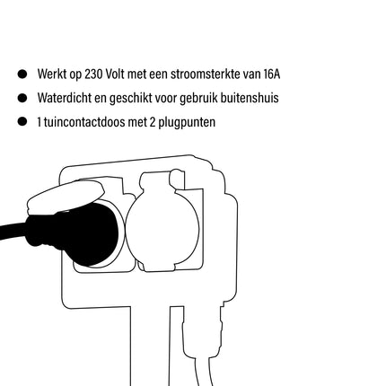 Tuinstopcontact | Buitenstopcontact | 230V | IP44 | Kabellengte: 1,5 m | Waterbestendig | Tuinverlichting | Tuincontactdoos | Tuinspies | 38cm*12cm6.5cm
