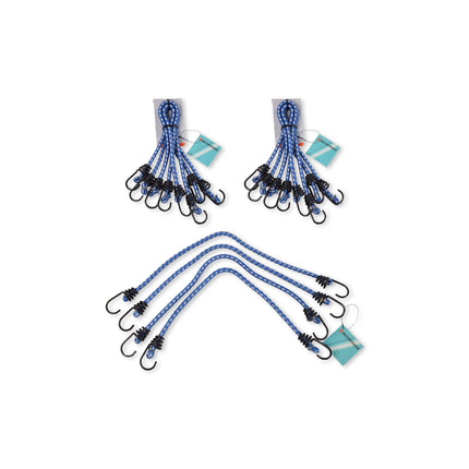 12x Krachtige Blauwe Snelbinders En Spinbinders - Staal, Elastiek - Maximale Werklast - 45 cm Lang