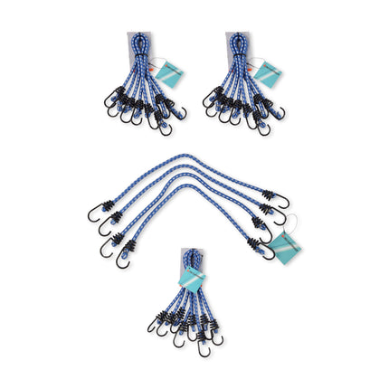Stevige Spinbinders Set 16 stuks - Blauw Staal & Elastiek - Maximale Werkbelasting 7kg - Langte - 45cm