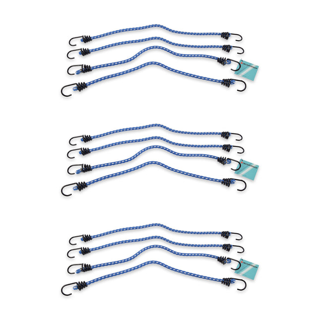 12x Krachtige Blauwe Snelbinders En Spinbinders - Staal, Elastiek - Maximale Werklast - 45 cm Lang