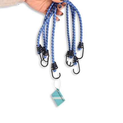 Stevige Spinbinders Set van 20 - Blauw Staal & Elastiek - Maximale Werkbelasting 7kg - Langte - 45cm