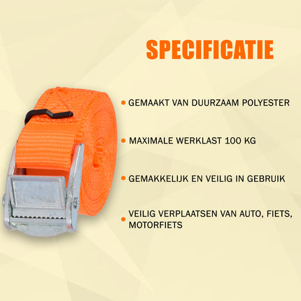 2x | Snelbinder | Spinbinder | Elastiek & metaal | Oranje | spinbinder fiets | Maximale  werklast:100kg | Verstelbaar en Sterk | 2cm*3.5cm*3cm 