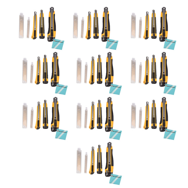 Afbreekmessen en Breekmessen Set - Volledig Snijgereedschap - Geel/Zwart - Lichtgewicht - Set van 10