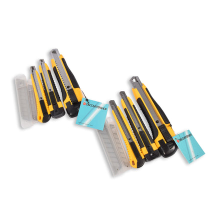 Nuttige 20 Mesjes Set Afbreekmessen en Breekmessen - Metaal - Geel/Zwart - Snijgereedschap - 2 Set