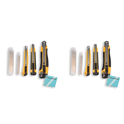 Nuttige 20 Mesjes Set Afbreekmessen en Breekmessen - Metaal - Geel/Zwart - Snijgereedschap - 2 Set