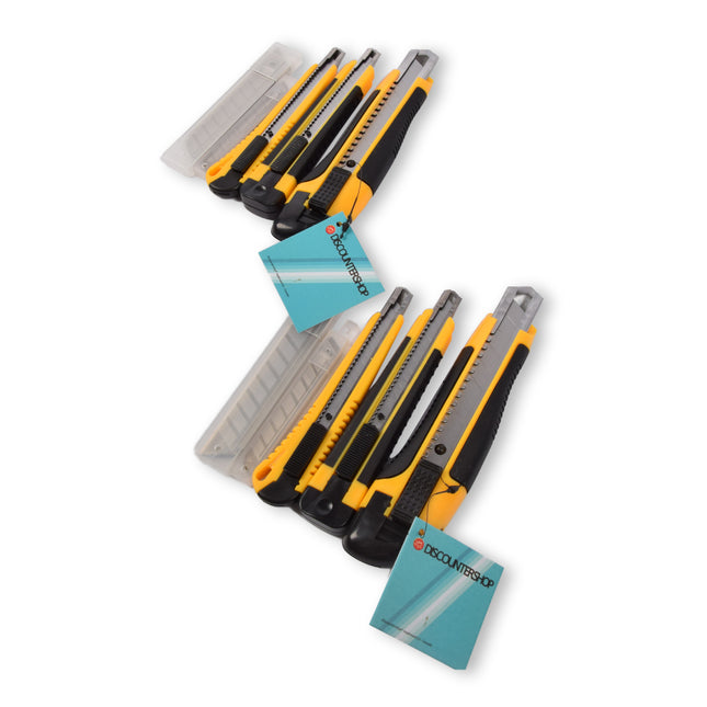 Nuttige 20 Mesjes Set Afbreekmessen en Breekmessen - Metaal - Geel/Zwart - Snijgereedschap - 2 Set