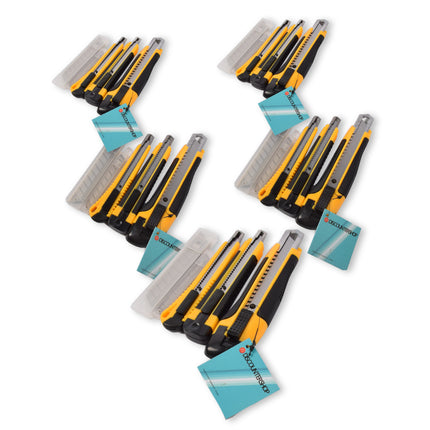Hoogwaardige 5-delige Set Afbreekmessen en Breekmessen - Metaal - Geel/Zwart - 1050G