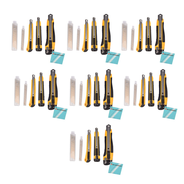 7 Set Hoogwaardige Afbreekmessen en Breekmessen Set - Geel/Zwart - Metalen Snijgereedschap