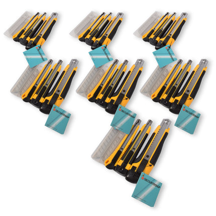 7 Set Hoogwaardige Afbreekmessen en Breekmessen Set - Geel/Zwart - Metalen Snijgereedschap