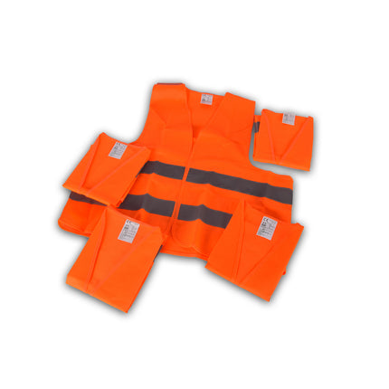 Set Van 5 | Veiligheidsvest | Reflectievest | Fluorescerend vest | Oranje | polyester | Werkkleding en Bescherming