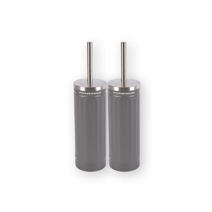 Dubbele Set - WC- Borstel en Houder - Grijze Badkameraccessoires - 38cm x 9cm 