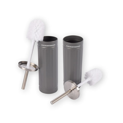 Dubbele Set - WC- Borstel en Houder - Grijze Badkameraccessoires - 38cm x 9cm 