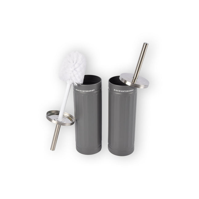 Dubbele Set - WC- Borstel en Houder - Grijze Badkameraccessoires - 38cm x 9cm 