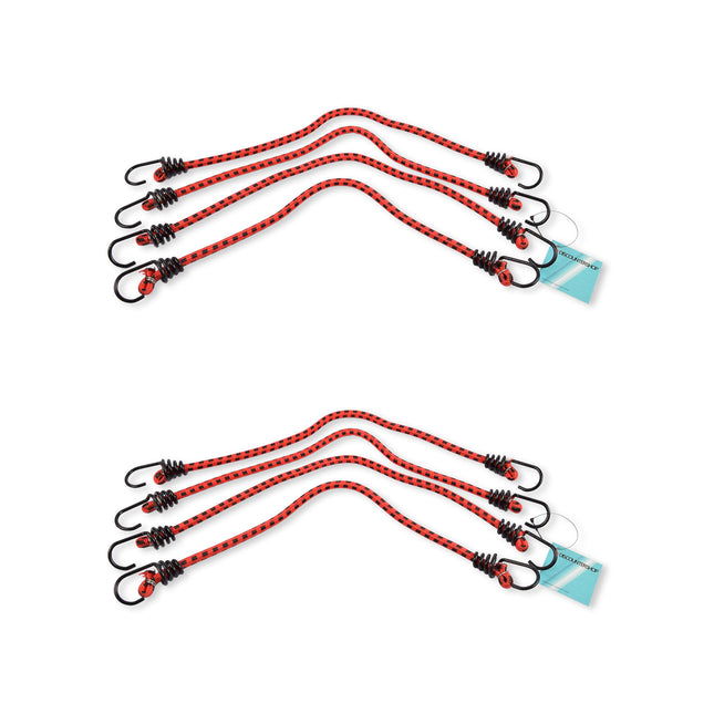 Rode Snelbinders Set - Elastiek, Metaal, Rubber - 2 Sets (8 Stuks) - 45cm Lengte - Voor Veilig Fietsvervoer 