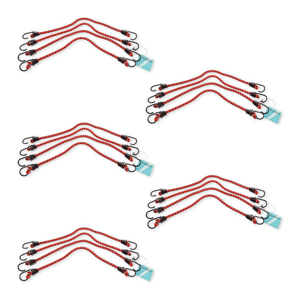 Veerkrachtige Snelbinder Fiets Set - Rood - 20 stuks - Lengte: 45cm - Elastiek, Metaal, Rubber - Voor Optimaal Gebruik van Bagagedrageraccessoires 