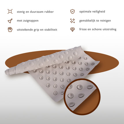 Badmat | Antislipmat | Badkamer Accessoires | Douchemat | Rubber | grijs | 37cm*82cm 