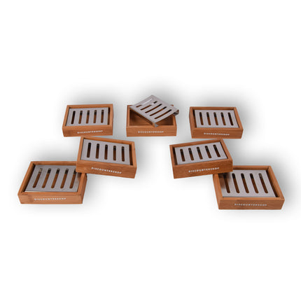 Functionele Bamboe Zeephouder voor Badkamer - Licht Bruin - Set van 7 - Zeepdispenser - 13cm x 10.5cm x 3cm