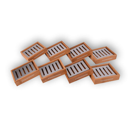 Duurzame Bamboe Zeephouder voor Badkamer - Set van 8 - Licht Bruin - Zeepdispenser - 13cm x 10.5cm x 3cm