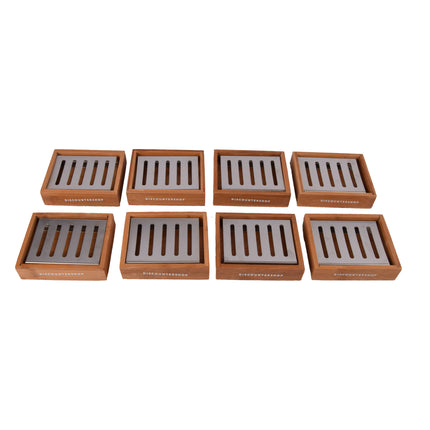Duurzame Bamboe Zeephouder voor Badkamer - Set van 8 - Licht Bruin - Zeepdispenser - 13cm x 10.5cm x 3cm