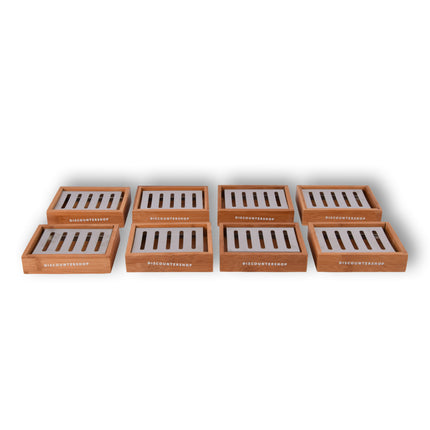 Duurzame Bamboe Zeephouder voor Badkamer - Set van 8 - Licht Bruin - Zeepdispenser - 13cm x 10.5cm x 3cm