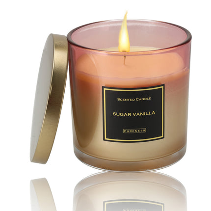 Luxe Geurkaarsen - 45 uur Brandduur - Sugar Vanille Luxe Kaarsen in Glas - Perfecte Geurkaarsen Cadeau voor Haar