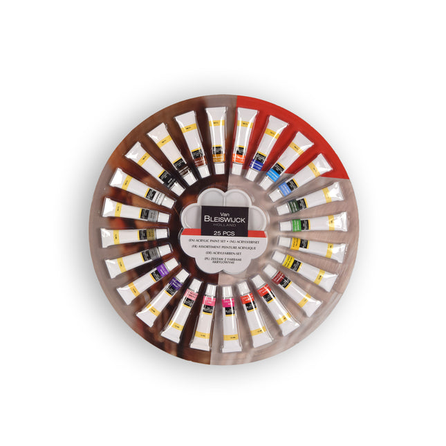 Kunstenaarsverf Set - Acrylverf Set - 25 Kleuren - Multi - Geschikt voor 4-99 jaar - Schilderset – Hobbywinkel