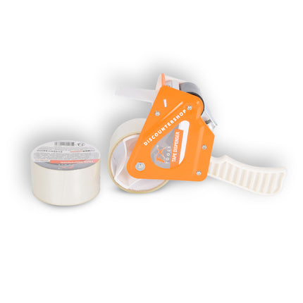 1stuk tape dispenser incl.2tapes (15cm x 48cm) - Wit & Oranje Plakbandhouder - Plastic & Metaal