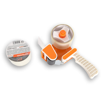 1stuk tape dispenser incl.2tapes (15cm x 48cm) - Wit & Oranje Plakbandhouder - Plastic & Metaal