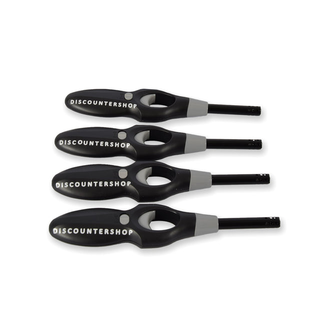 Pakket van 4 Zwarte Kunststof Elektrische Aanstekers - Optimaal voor BBQ en Keuken - Afmetingen 4.5cm x 19cm