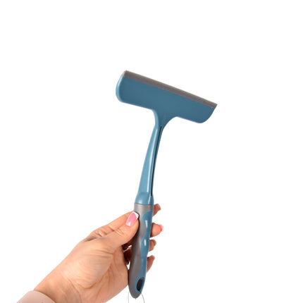 Blauwe Raamreiniger |  Vensterwisser van Rubber en Kunststof | 16cm x 2cm x 26cm | Professionele Glazenwasser Uitschuifbaar Gereedschap | Voor Binnen en Buiten Ramen Spiegels Auto's en Badkamer 