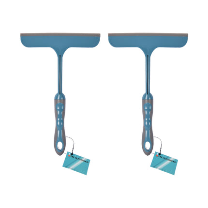 Blauwe Raamreiniger Set | 2 Stuks | Lichtgewicht | 16cm x 2cm x 26cm | Vensterwisser met Flexibel Scharnier | Multifunctionele om alles grondig schoon te maken