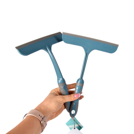 Blauwe Raamreiniger Set | 2 Stuks | Lichtgewicht | 16cm x 2cm x 26cm | Vensterwisser met Flexibel Scharnier | Multifunctionele om alles grondig schoon te maken