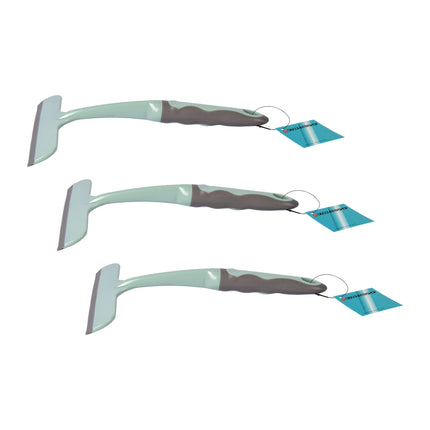 Raamreiniger Set van 3 | Groene Venster Wisser met Rubberen en Kunststof Afwerking | 16cm Lengte x 2cm Breedte x 26cm Hoogte | Ideaal voor Binnen en Buiten Gebruik op Ramen Spiegels en Glas 