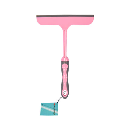 Roze Raamreiniger Deluxe | Lichtgewicht | 16cm x 2cm x 26cm | Multifunctioneel Schoonmaakgereedschap van Rubber & Kunststof | Ultieme Glazenwasser Waar Reinheid Perfectie Ontmoet