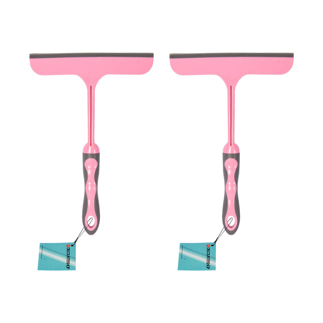Transformeer Uw Schoonmaak Ervaring met Onze Roze Raamreiniger Set | 2 Stuks | 16cm x 2cm x 26cm | Hoogwaardig Rubber en Kunststof  | Efficiënt voor Tegels en Glasreiniging | Gebruiksvriendelijk Ontwerp