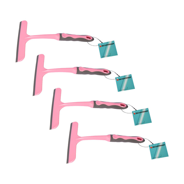 Kracht van Onze 4-delige Roze Raamreiniger Set | 16cm x 2cm x 26cm | Rubber en Kunststof | Efficiënte Reiniging voor Ramen Spiegels en Glazen Oppervlakken | Uw Beste Keuze voor Streeploos en Glanzend Schoon