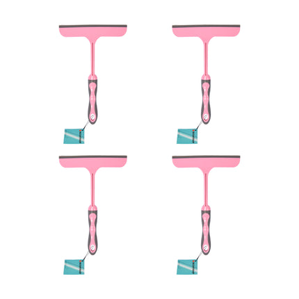 Kracht van Onze 4-delige Roze Raamreiniger Set | 16cm x 2cm x 26cm | Rubber en Kunststof | Efficiënte Reiniging voor Ramen Spiegels en Glazen Oppervlakken | Uw Beste Keuze voor Streeploos en Glanzend Schoon