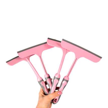 Kracht van Onze 4-delige Roze Raamreiniger Set | 16cm x 2cm x 26cm | Rubber en Kunststof | Efficiënte Reiniging voor Ramen Spiegels en Glazen Oppervlakken | Uw Beste Keuze voor Streeploos en Glanzend Schoon