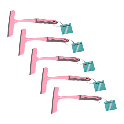 Roze Raamreiniger | 5 Stuks | Rubber & Kunststof | 16cm x 2cm x 26cm | Ultra-licht & Compact | Innovatief Ontwerp | Maak Ramen en Glazen Schoon en Verander de Uitstraling Van Thuis Auto & Meer