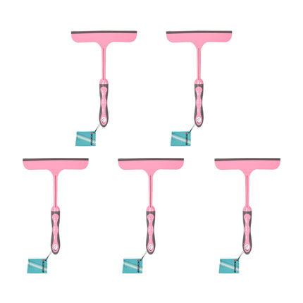 Roze Raamreiniger | 5 Stuks | Rubber & Kunststof | 16cm x 2cm x 26cm | Ultra-licht & Compact | Innovatief Ontwerp | Maak Ramen en Glazen Schoon en Verander de Uitstraling Van Thuis Auto & Meer