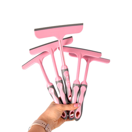 Roze Raamreiniger | 5 Stuks | Rubber & Kunststof | 16cm x 2cm x 26cm | Ultra-licht & Compact | Innovatief Ontwerp | Maak Ramen en Glazen Schoon en Verander de Uitstraling Van Thuis Auto & Meer