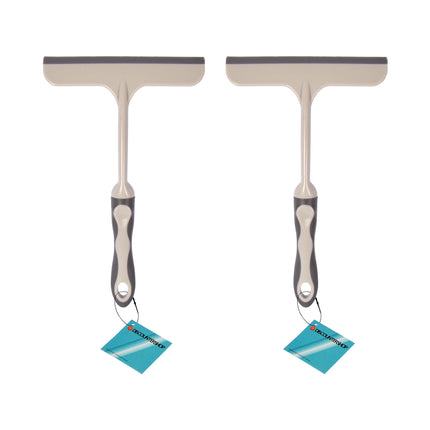 Optimaliseer Uw Schoonmaakroutine met Onze Set van 2 Witte Raamreinigers | 16cm x 2cm x 26cm | Gemaakt van Stevig Rubber en Kunststof | Efficiënte Vensterwisser voor een Streeploze Glans